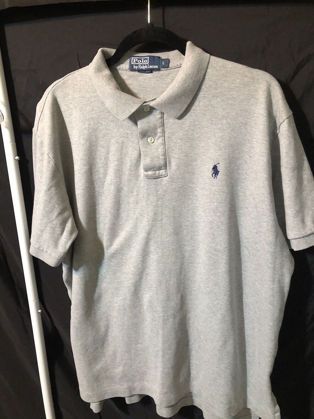 Ralph Lauren Polo Shirt Mens Gray Large Rugby Classic Fit